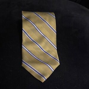346 Brooks Brothers Classic Green Tie with Blue Stripes